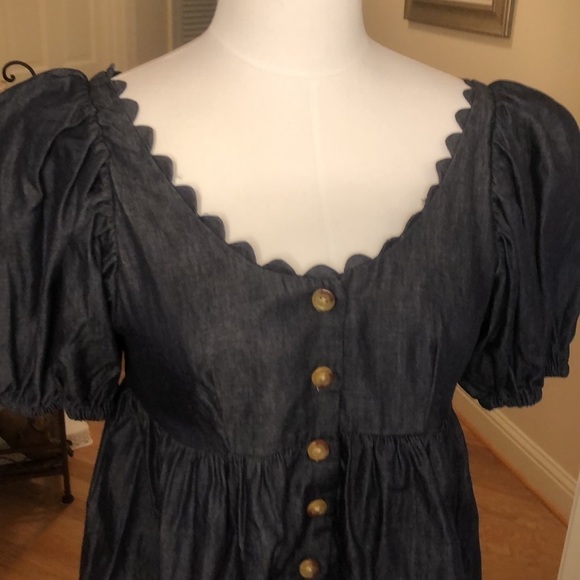 Kika Vargas Blue/Black Blouse with Scalloped Neck Size Various NWT - Picture 4 of 10